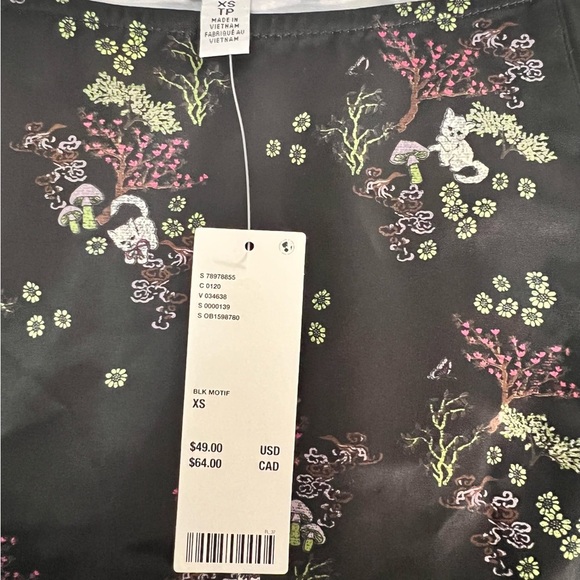 NWT Urban outfitters blossom satin printed lace up mini skirt cat print size XS - Picture 3 of 11